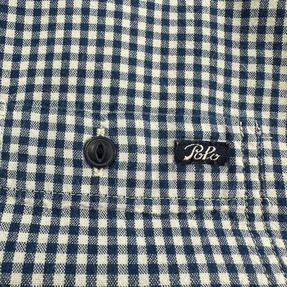 Polo Ralph Lauren Boys Button Down Shirt XL 18-20 Dark Blue White Check Cotton - Picture 5 of 10